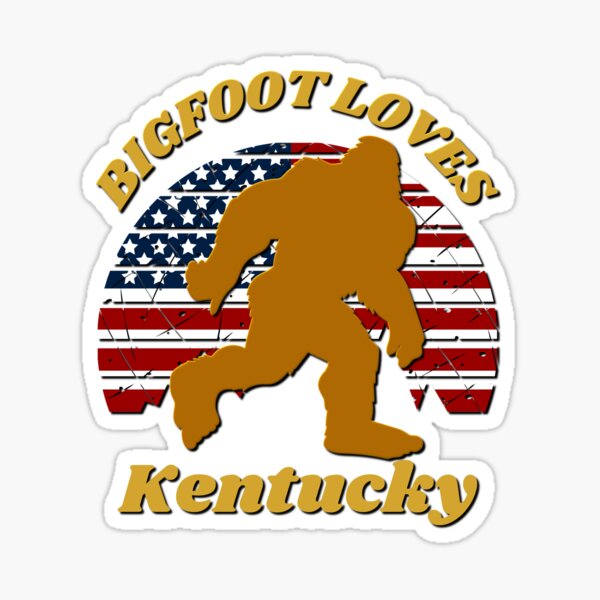 Bigfoot Loves America and Kentucky Too Sticker