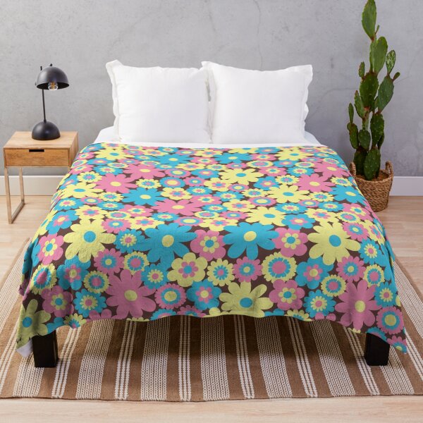 Item preview, 80s pastel retro flowers, pastel pink, pastel blue, pastel yellow, 60s retro pattern, groovy florals designed and sold by blomastudios.