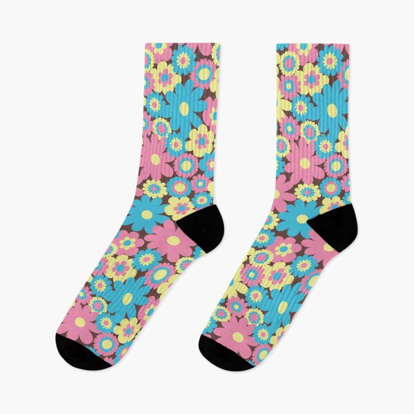 Item preview, 80s pastel retro flowers, pastel pink, pastel blue, pastel yellow, 60s retro pattern, groovy florals designed and sold by blomastudios.