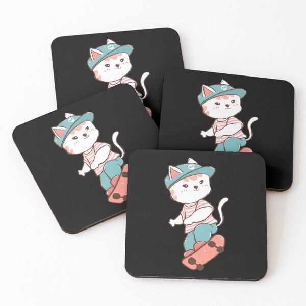 Item preview, Super Cute Cat Riding a Skateboard designed and sold by mkzmerch.