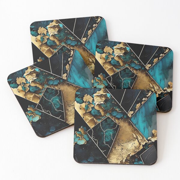 Item preview, Abstract Teal and Gold Geoscape designed and sold by TheArtMage.