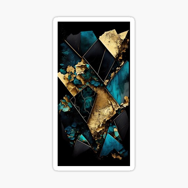 Abstract Teal and Gold Geoscape Sticker