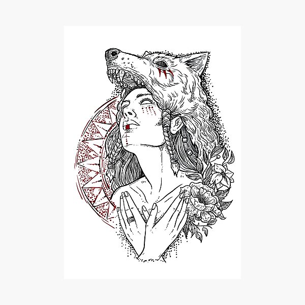 Wolf priestess Photographic Print
