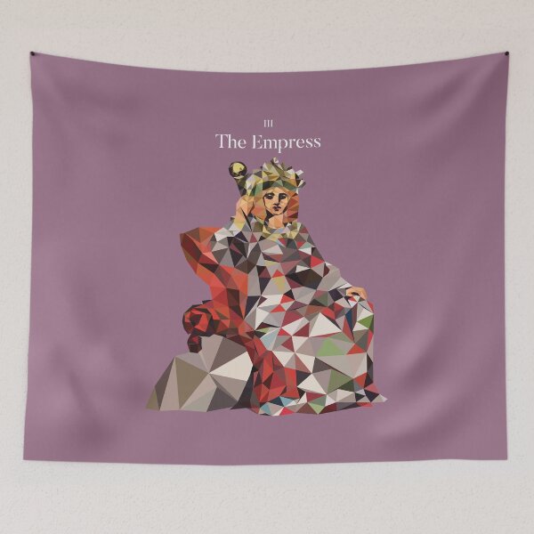 Item preview, The Empress Tarot Low Poly Vector Art, White Text version designed and sold by felinedreams.