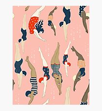 Diving ladies from a vintage era Photographic Print