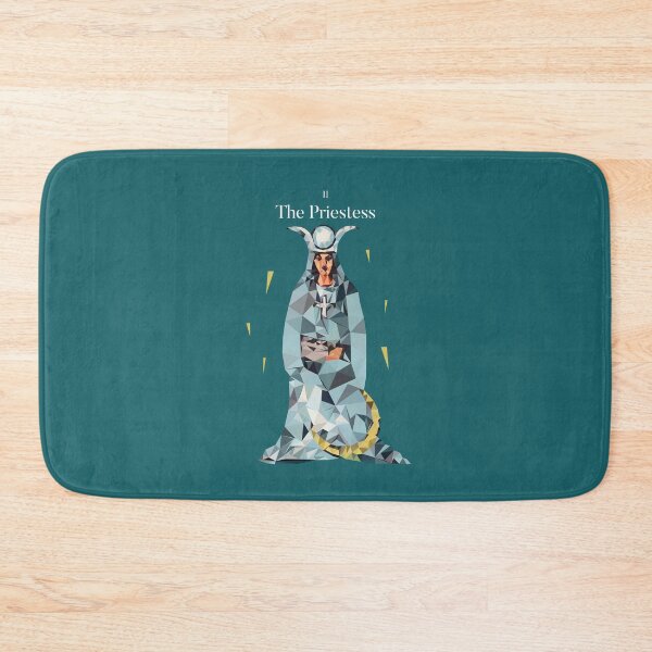 Item preview, The Priestess Tarot Low Poly Vector Art, White Text version designed and sold by felinedreams.