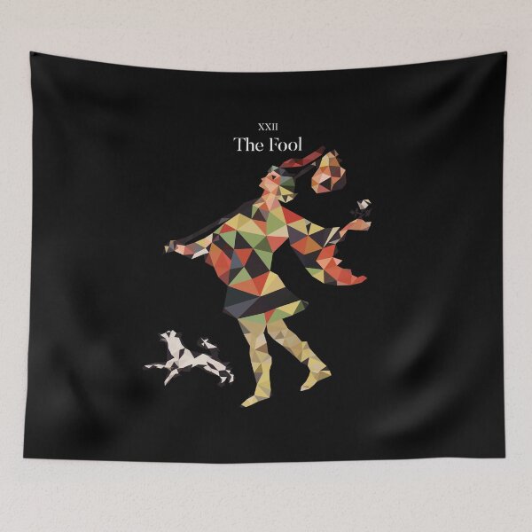 Item preview, The Fool Tarot Low Poly Vector Art, White Text version designed and sold by felinedreams.