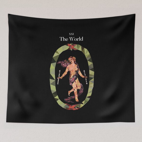 Item preview, The World Tarot Low Poly Vector Art, White Text version designed and sold by felinedreams.