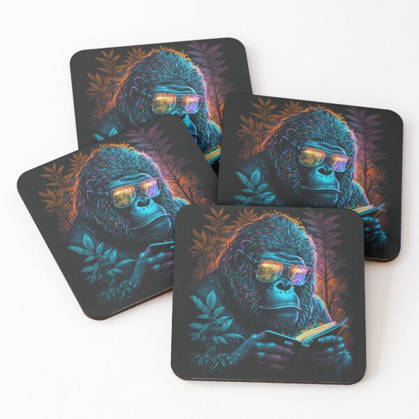 Item preview, Gorilla Reading Retro Style Mountain Gorilla  designed and sold by Brockinator.