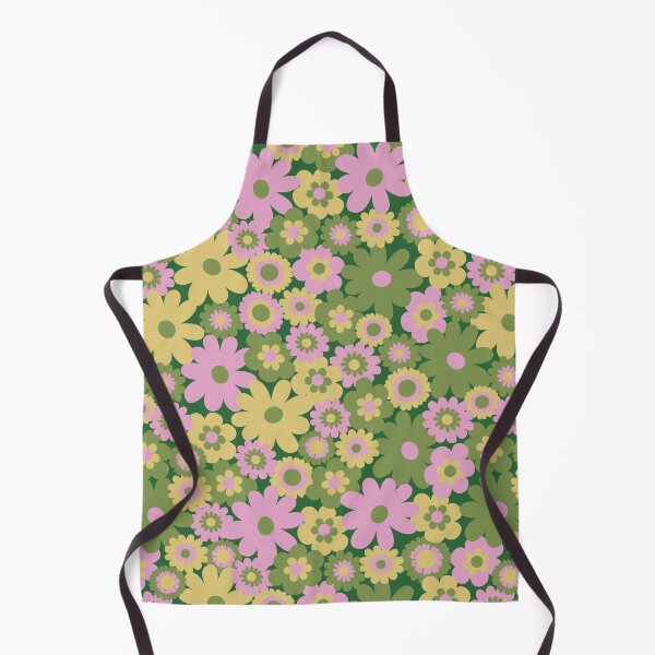 Item preview, 60s retro flower power, retro green, pink, mustard yellow, 60s groovy pattern, hippie flowers designed and sold by blomastudios.