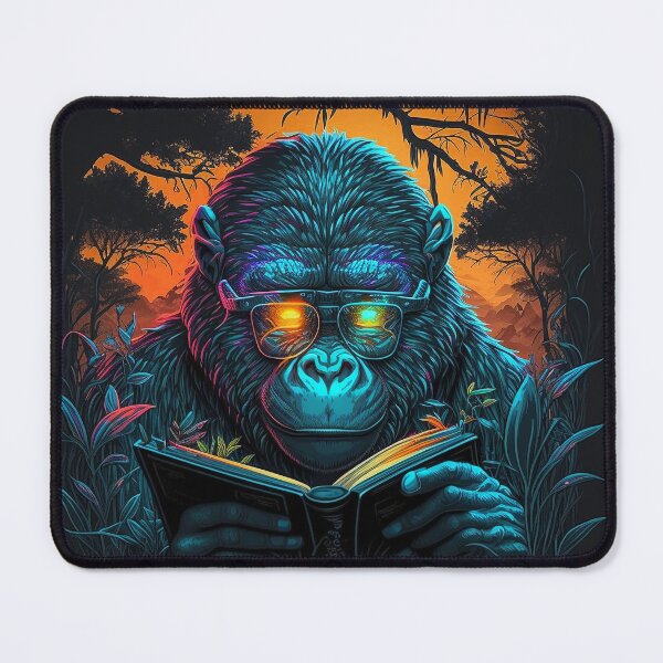 Item preview, Gorilla Reading Retro Style Mountain Gorilla designed and sold by Brockinator.