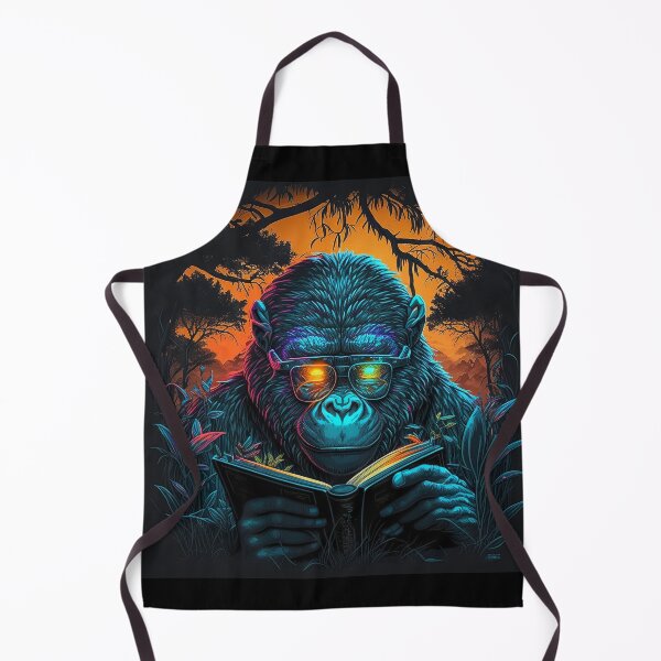 Item preview, Gorilla Reading Retro Style Mountain Gorilla  designed and sold by Brockinator.