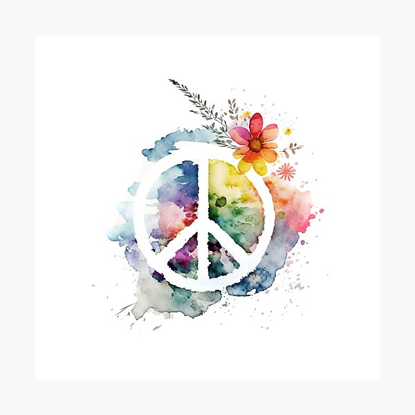Item preview, Flower Power Watercolor Peace Symbol designed and sold by artsandsoul.