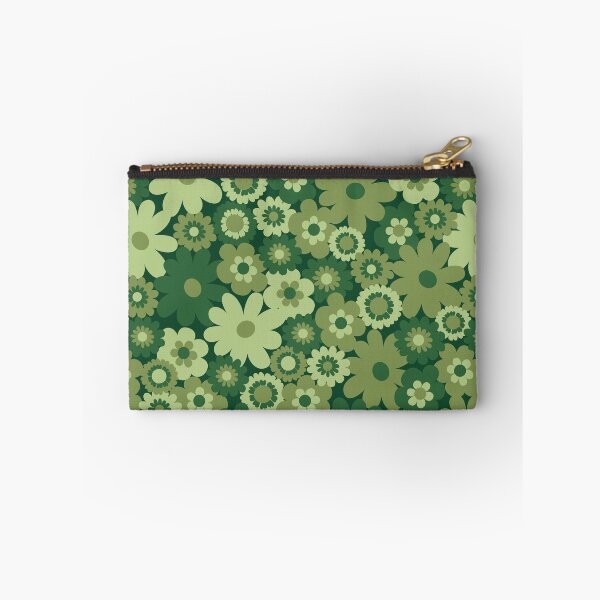 Item preview, Green 60s retro flower power, retro green, pink, mustard yellow, 60s groovy pattern, hippie flowers designed and sold by blomastudios.