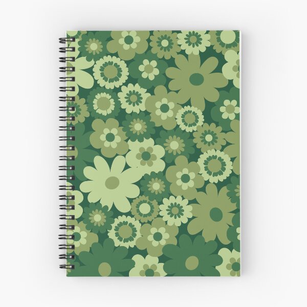 Item preview, Green 60s retro flower power, retro green, pink, mustard yellow, 60s groovy pattern, hippie flowers designed and sold by blomastudios.