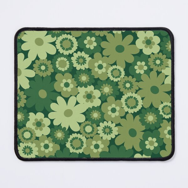 Item preview, Green 60s retro flower power, retro green, pink, mustard yellow, 60s groovy pattern, hippie flowers designed and sold by blomastudios.
