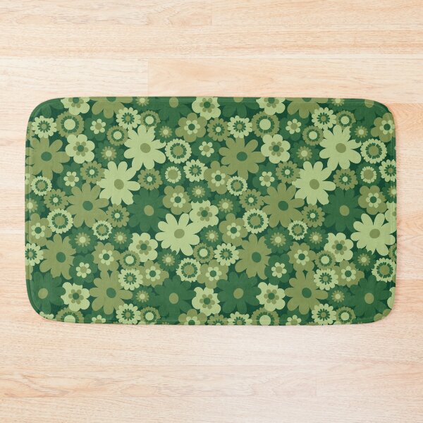 Item preview, Green 60s retro flower power, retro green, pink, mustard yellow, 60s groovy pattern, hippie flowers designed and sold by blomastudios.