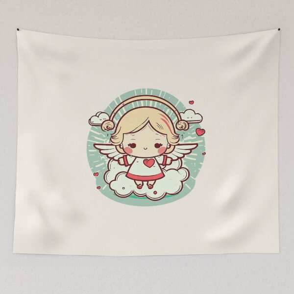 Item preview, Cute Angel Spread Wings Above the Clouds Full Glowing with Love Hearts designed and sold by ultra-cute.