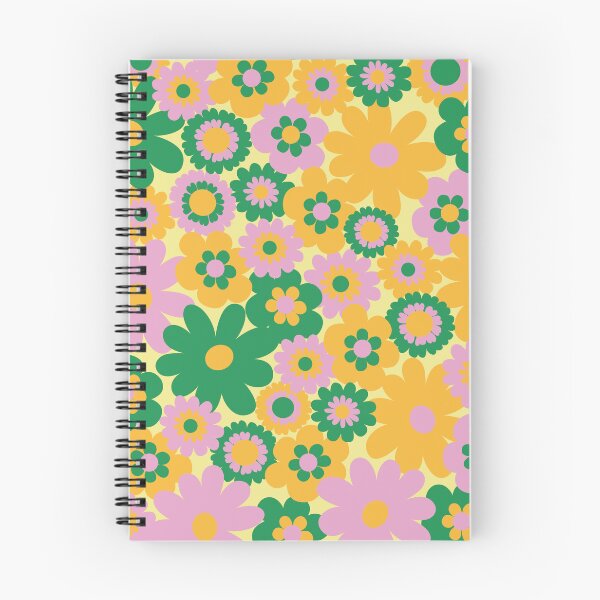 Item preview, 60s retro flower power, retro green, orange, pink, 60s groovy pattern, hippie flowers designed and sold by blomastudios.