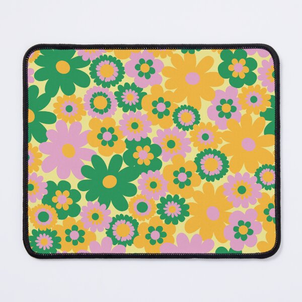 Item preview, 60s retro flower power, retro green, orange, pink, 60s groovy pattern, hippie flowers designed and sold by blomastudios.