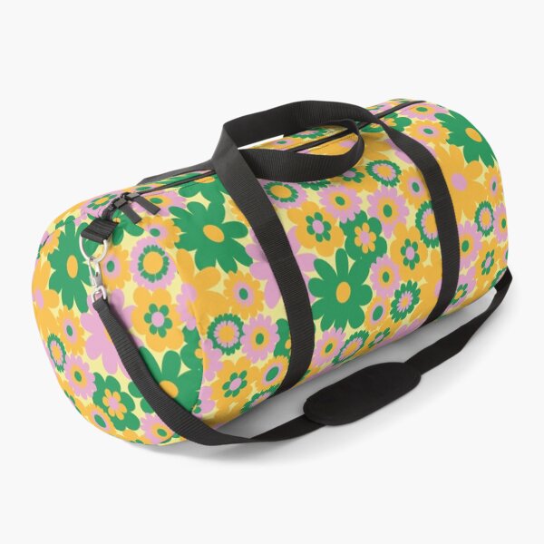 Item preview, 60s retro flower power, retro green, orange, pink, 60s groovy pattern, hippie flowers designed and sold by blomastudios.