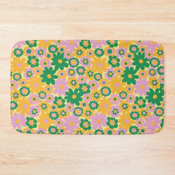 Item preview, 60s retro flower power, retro green, orange, pink, 60s groovy pattern, hippie flowers designed and sold by blomastudios.