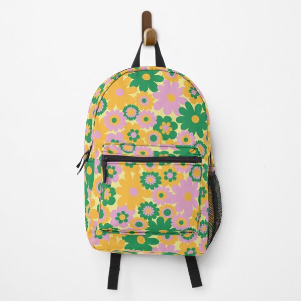 Item preview, 60s retro flower power, retro green, orange, pink, 60s groovy pattern, hippie flowers designed and sold by blomastudios.
