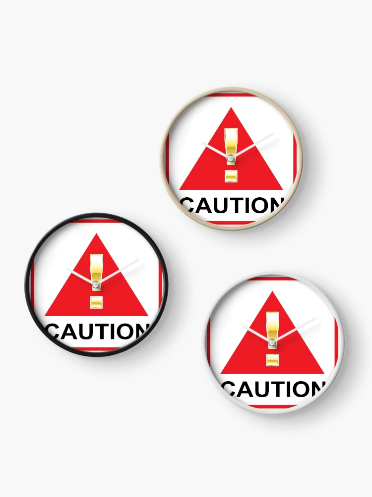 Thumbnail 3 of 4, Clock, Red Caution Sign designed and sold by vectorworks51.