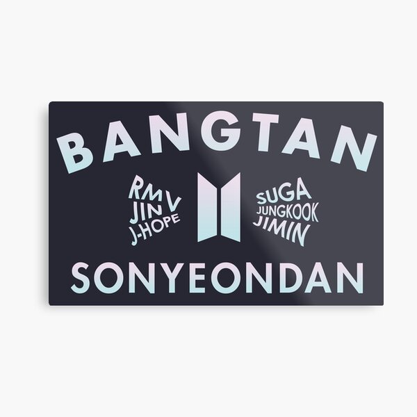 BTS Bangtan Sonyeondan classic headline design on dark background Metal Print