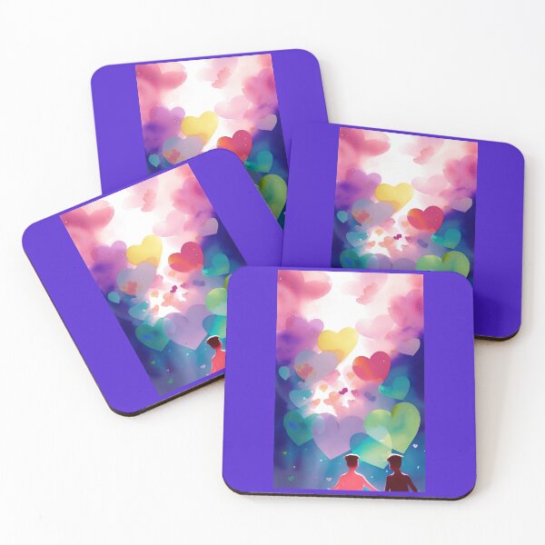 Item preview, A couple of gay queer interracial men in love Valentine's Day with colorful hearts LGBT inclusive designed and sold by rockate.