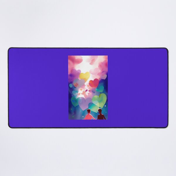 Item preview, A couple of gay queer interracial men in love Valentine's Day with colorful hearts LGBT inclusive designed and sold by rockate.