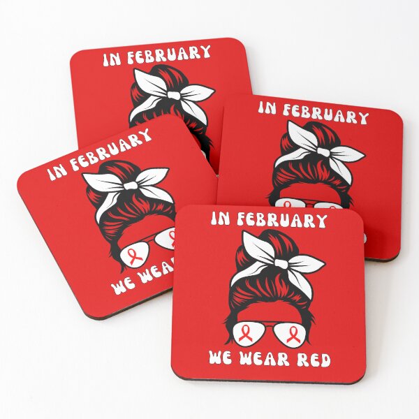 Item preview, In February We Wear Red Messy Bun Red Ribbon Heart Disease designed and sold by Sarah38.