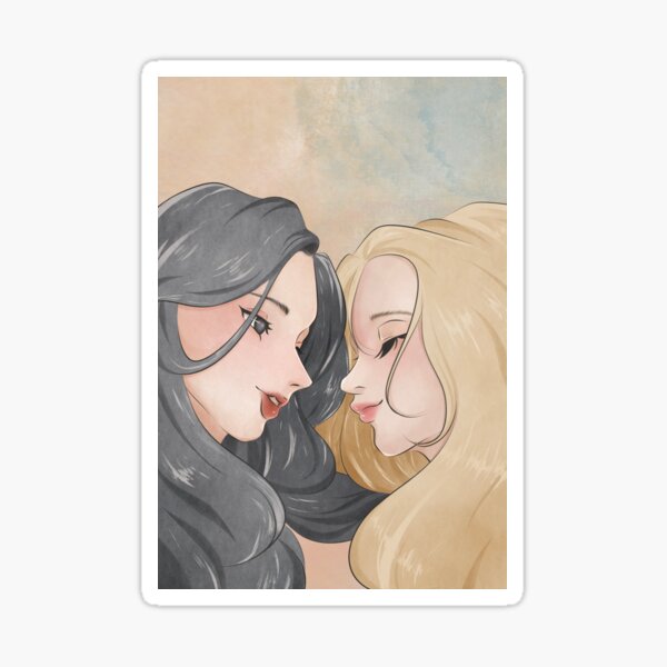 French vintage watercolor painting lesbian Sticker