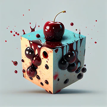Vorschaubild zum Design Cherry Cube in a Greasy Splotch Digital Painting von CodeAndColors