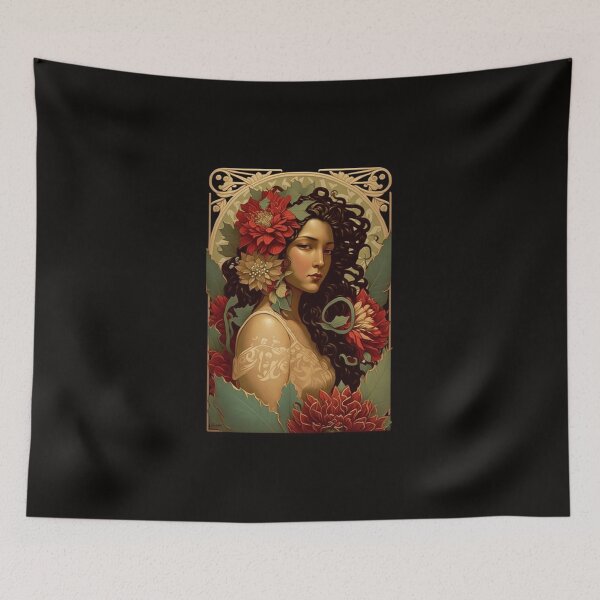 Item preview, Mexican Beauty with Dahlias designed and sold by ArtNouveauChic.
