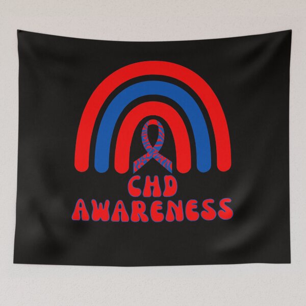 Item preview, CHD Awareness Heart Disease Rainbow Blue Red Ribbon Heart designed and sold by Sarah38.