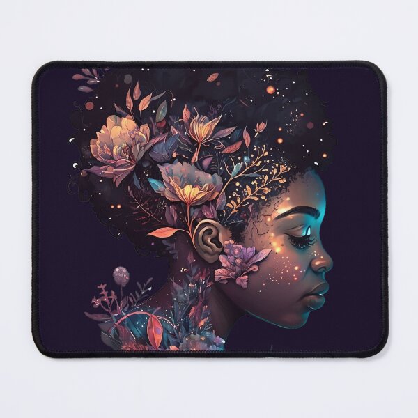 Item preview, cute African-American teenage goddess, with a beautiful ornate Afrocentric with flora hairstyle designed and sold by BabyDD.