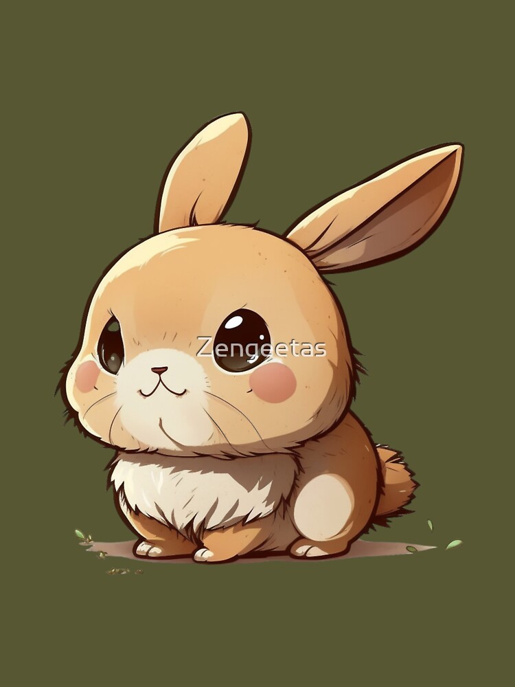 baby bunny, cute bunny, chibi bunny, cute rabbit, chibi rabbit, year of the  rabbit, biy eyes, blush, round cheeks, hydro, flask, fyp, sticker  Essential T-Shirt for Sale by Zengeetas