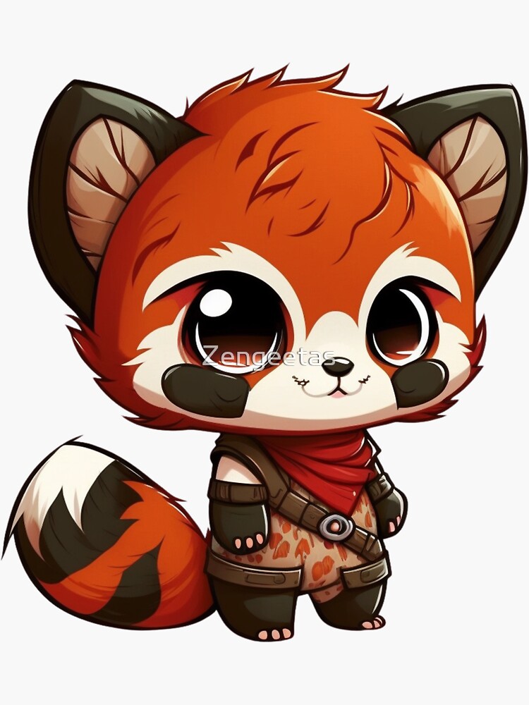 Baby red panda, cute red panda, chibi red panda, Asian animals, cottage  core, big eyes, hydro flask Sticker for Sale by Zengeetas