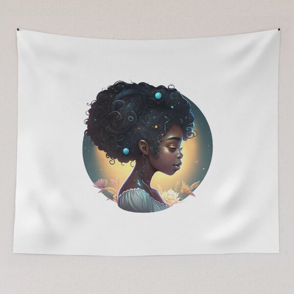 Item preview, cute African-American teenage goddess, with a beautiful ornate Afrocentric and space hairstyle designed and sold by BabyDD.