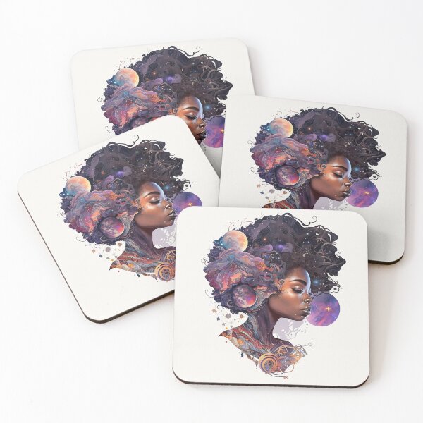 Aperçu de l'œuvre jolie déesse adolescente afro-américaine, avec une belle coiffure afrocentrique ornée de fleurs créée et vendue par BabyDD.