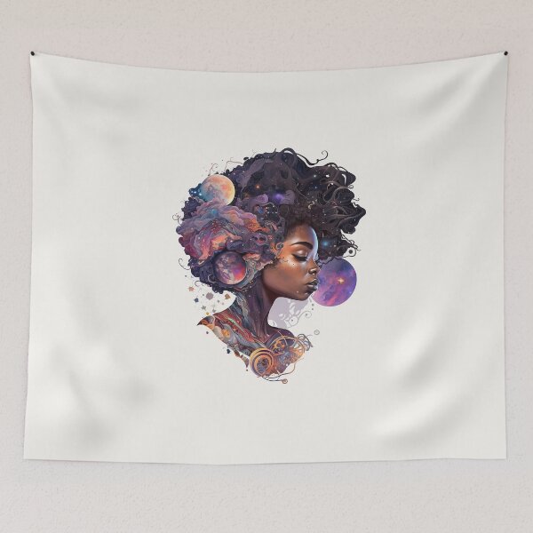 Item preview, cute African-American teenage goddess, with a beautiful ornate Afrocentric with flora hairstyle designed and sold by BabyDD.