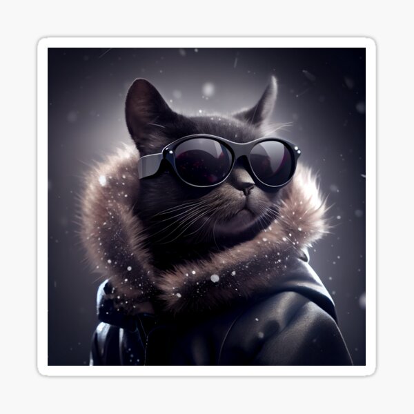 Chic cat wearing sunglasses glasses and coat Meditating Canvas
