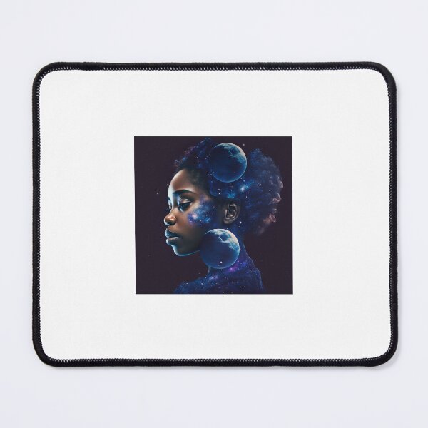 Item preview, African american woman in blue galaxy space designed and sold by Dark Fantasy Store.