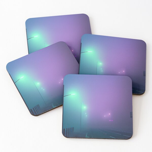 Item preview, Desolate highway in a purple cyan volumetric mist designed and sold by RK - Shop.