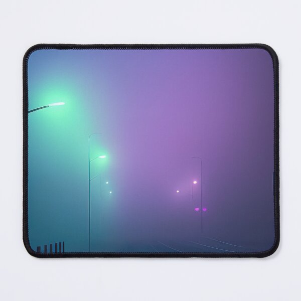 Item preview, Desolate highway in a purple cyan volumetric mist designed and sold by RK - Shop.