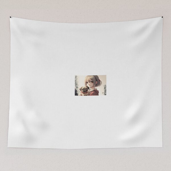Item preview, Cute anime girl with dog in her hands designed and sold by Dark Fantasy Store.