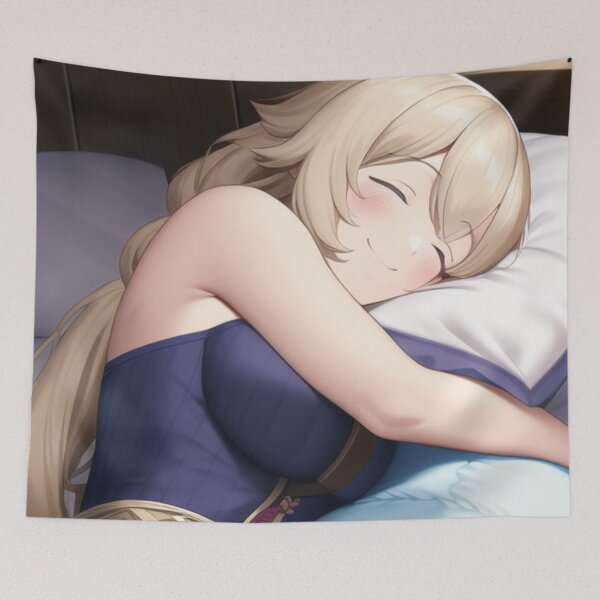 Item preview, Jean Sleeping restfully smiling hugging the pillow Genshin Impact designed and sold by Loli Chan.