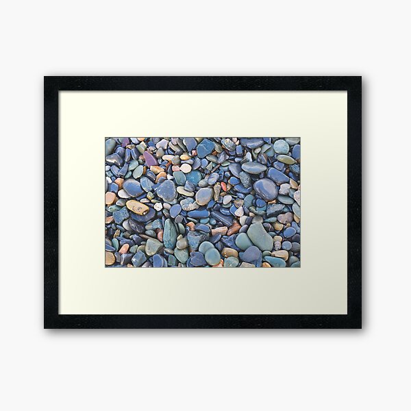 Wet Beach Stones Framed Art Print
