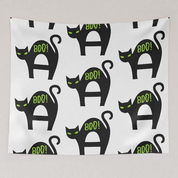 Item preview, Halloween scary black cat monogram letter A designed and sold by Arkadina.
